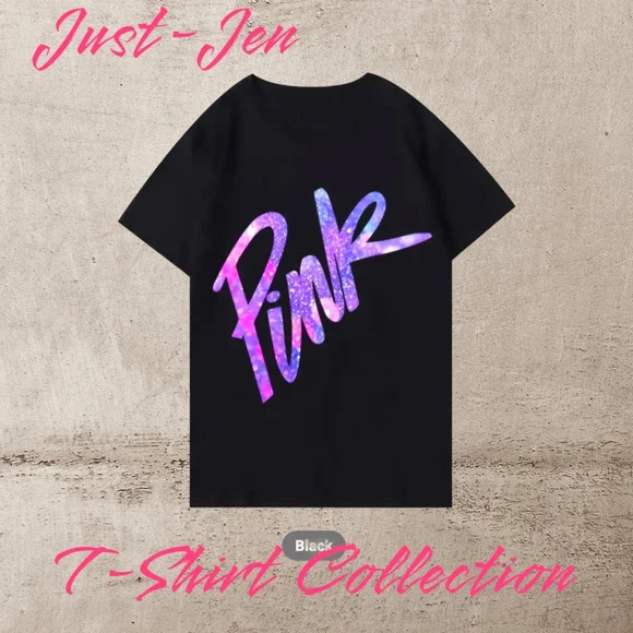 NWT !! Black T-Shirt with the Word PINK Printed on Front in Gradient Lettering💖 - Picture 5 of 16